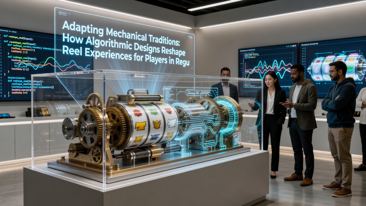 Close-up van algoritmisch gegenereerde reel-sequenties in een Nederlandse online gokkast met visuele vergelijking tussen mechanisch en digitaal