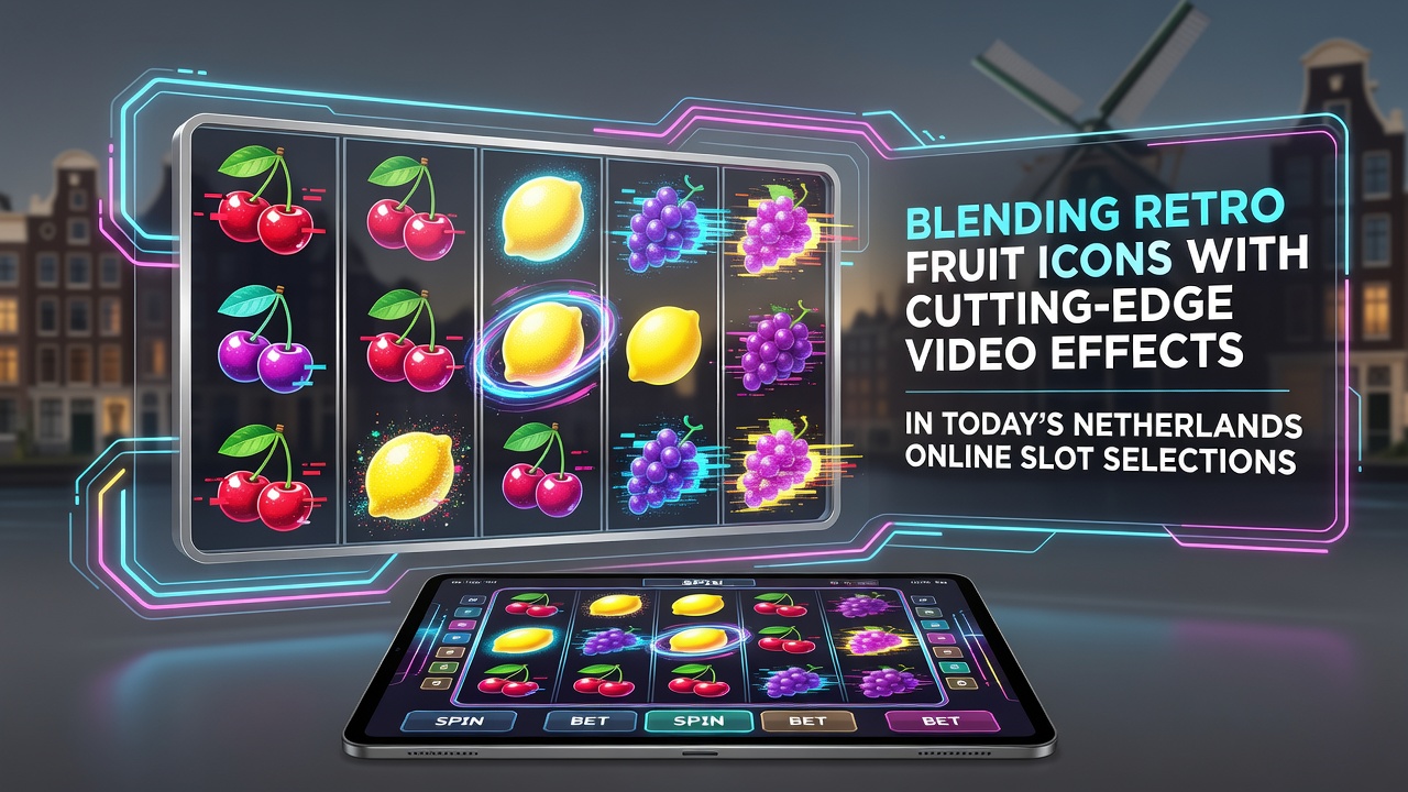 Retro fruiticonen gecombineerd met moderne video-effecten op Nederlandse gokkastenrollen