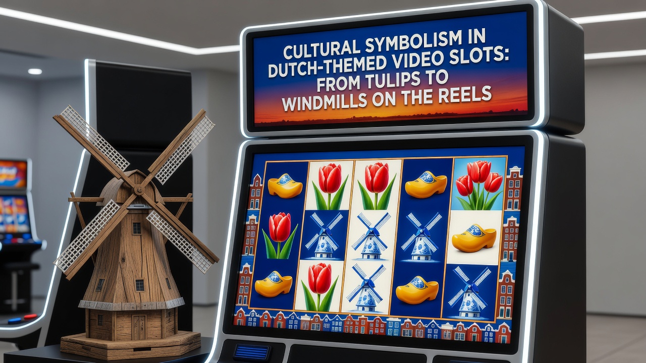 Detailopname van windmolen en tulpen symbolen in een Nederlandse videoslot