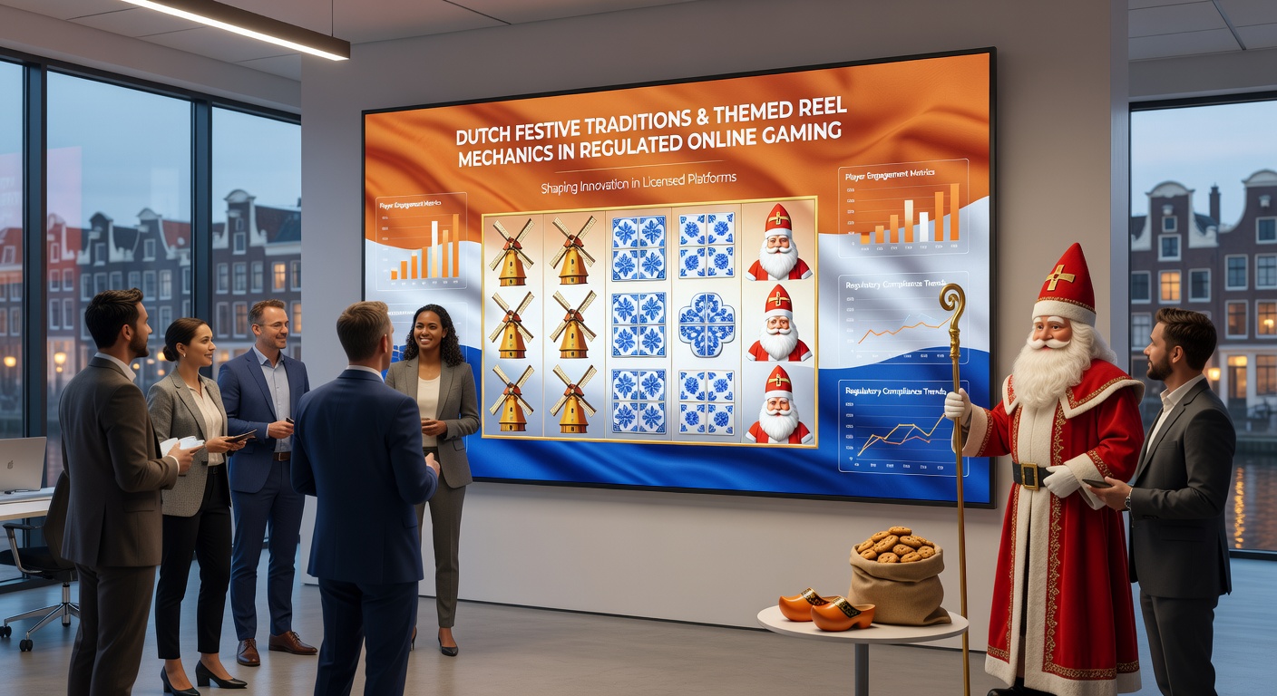 Weergave van reel-mechanieken met feestelijke symbolen uit Nederlandse tradities in een gereguleerde gokkastomgeving