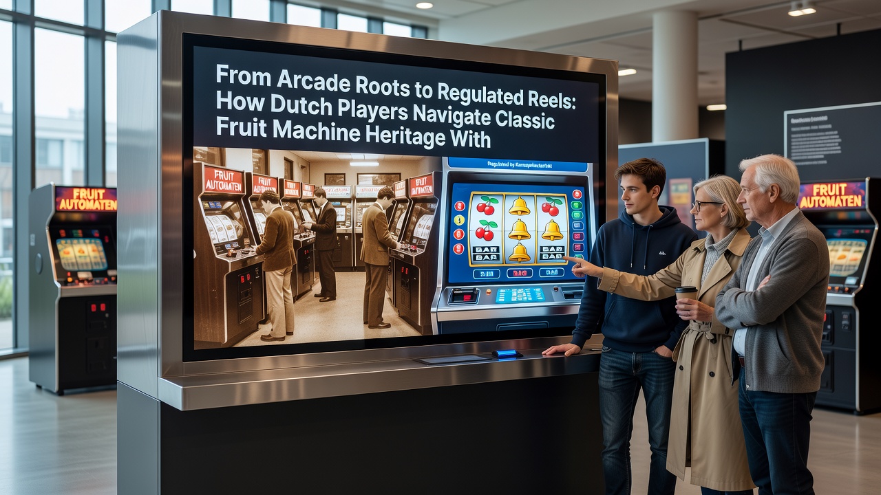 Moderne digitale fruitmachine interface met Nederlandse speler navigatie elementen