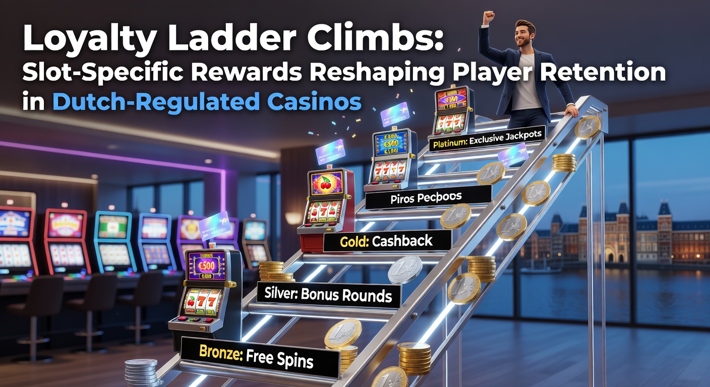 Grafiek van een loyaalheidsladder met slot-specifieke beloningen in een Nederlands casino-platform, symboliserend spelerprogressie en retentie