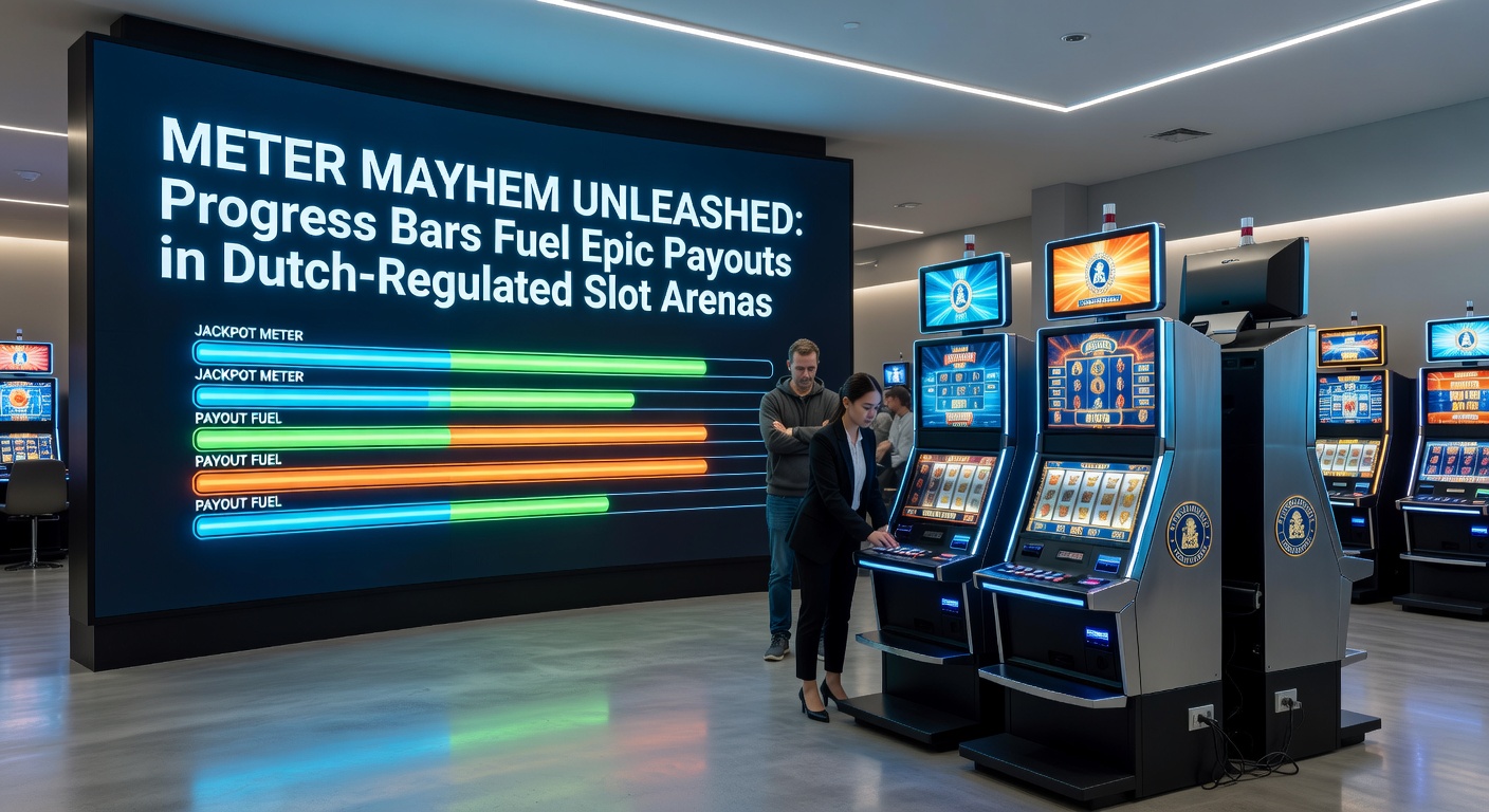 Schermafbeelding van een bruisende gokkast met een oplichtende voortgangsbalk die multipliers opbouwt tijdens een bonusronde in een Nederlands casino