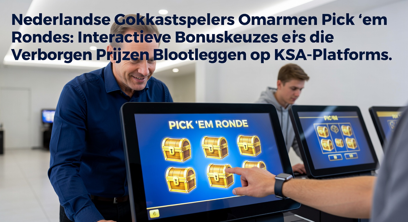 Schermafbeelding van een levendige pick 'em bonusronde in een Nederlandse online gokkast, waar spelers objecten selecteren om prijzen te onthullen op een KSA-gelicentieerd platform