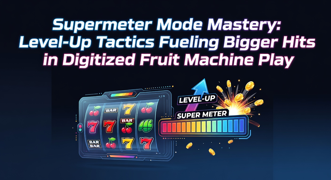 Digitale fruitmachine met actieve supermeter mode, tonen hogere inzetniveaus en jackpotmogelijkheden op het scherm